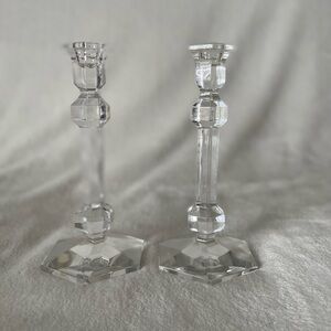 Val Saint Lambert Vintage Crystal Glass Candle Holders